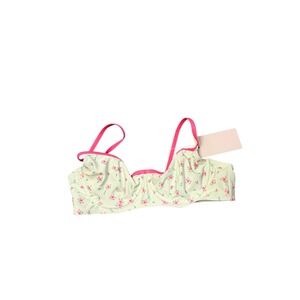 Musera Mint Green Floral Underwire Bikini Top Pink Trim Small NWT
